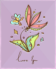 Greeting card, vector lettering 