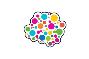 colorful communication bubble design, like molecular structures, abstract colorful background with circles