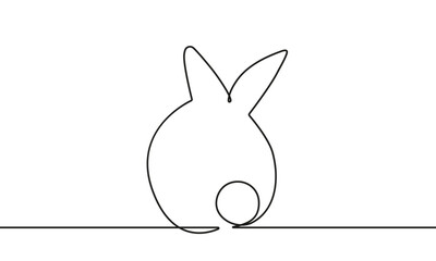 Cute Bunny Continuous One Line Drawing. Easter Card with Rabbit Modern Minimal Linear Style . Bunny Minimalist Continuous Single Line Illustration for Design. Vector EPS 10.