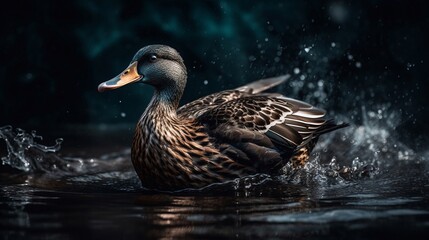 Fototapeta premium realistic mallard duck on the water