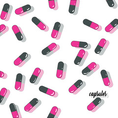 There are many medicines scattered in the image. At the bottom there is an inscription 