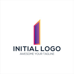 initial i logo design gradient colorful