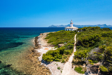 Alcanada Lighthouse in Mallorca, Spain. 