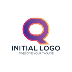 initial q logo design gradient colorful