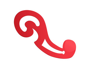 French Curve Isolated on a White Background. Icon Tailor Tools. Vector Illustration in Cartoon Style.