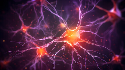 Fototapeta premium Neuron cells, neuroscience, brain, nervous system, synapses, neurotransmitters, neural pathways, dendrites, axons, neurotransmission, neuroplasticity, cognition, memory, learning, brain development