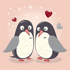 penguins in love vector graphic