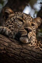 Obraz premium realistic leopard in the tree