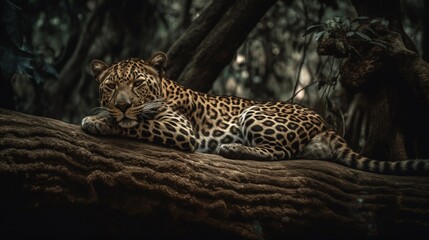 realistic leopard on the wood