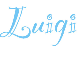 Luigi - Italian mascoline name - light blue color- Lettering for website, email, presentation, , image, poster, placard, banner, postcard, ticket, logo, engraving, slide, tag - t-short,
 