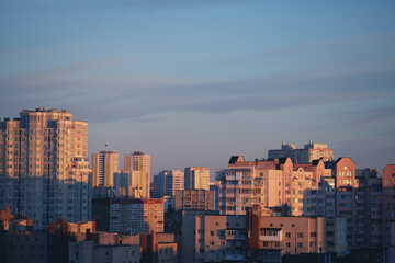 sunset over the city in Kyiv
