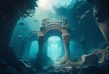 The sunken mystical city of Atlantis. Generative AI