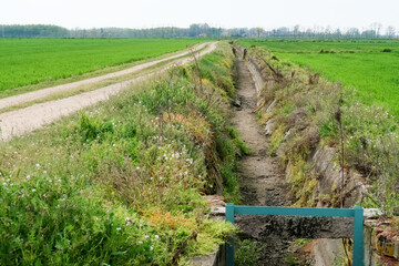 Obraz premium Po Valley Panorama Landscape Fields Agriculture Sky Horizon Color Blue Trees Earth Terrain Italy Italian