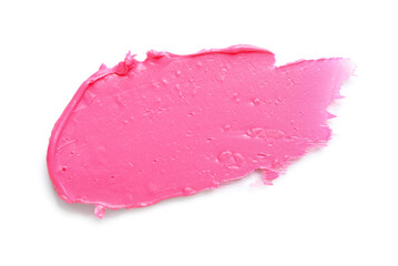 Stroke of pink lipstick on white background