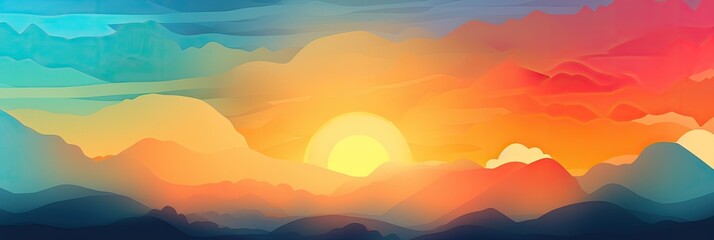 Plakat Golden Sunset Sky Banner