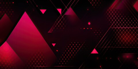 Modern Black Pink Red Abstract Background with Geometric Shapes, AI Generated