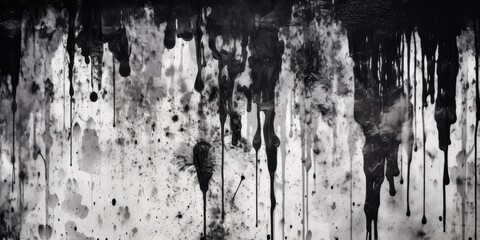 Black and White Grunge Background with Old Painted Wall Texture, AI Generated