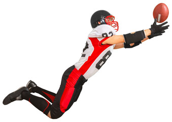 Football Player Jumping and Catching the Ball - Isolated