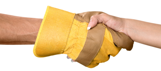 Closeup of Person with Safety Glove Shaking Hand