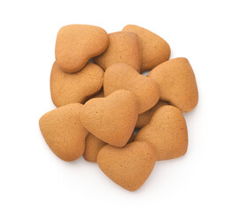 Top view of heart shaped cookies