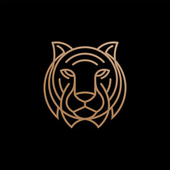Tiger Head Vector illustration of Linear Style Logo Design Template