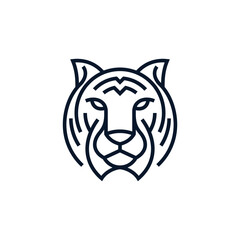 Tiger Head Vector illustration of Linear Style Logo Design Template