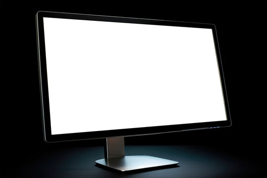 Computer Monitor With Blank Space For A Photo Or Picture. Monitor Displaying Digital Art Piece As The Desktop Background. Isolated Transparent, Png. Generative AI