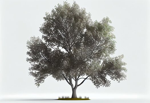 Alder. Tree isolated on white background. 3D rendering. Generative AI