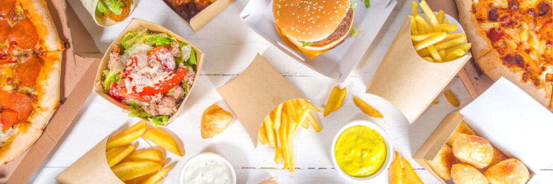 Delivery food, fast-food background