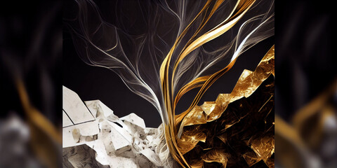 Illustration. gold and silver foil concept. Fancy weaving, bright patterns, intricate backgrounds, an alternative look.