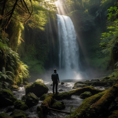 Beautiful waterfall scenery, fresh and natural atmosphere