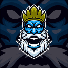 King logo mascot illustration premium vector