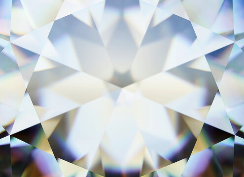Luxury Abstract Realistic Crystals Texture with Prism Spectrum Caustic Reflection Close Up Background 3D rendering