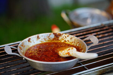 Dipping sauce for brushing meat or meatballs when grilled over charcoal