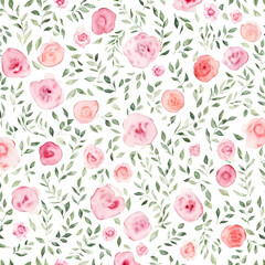 seamless pattern with roses on a white background