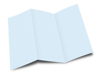 Blaues Faltblatt vor weißen Hintergrund - obrazy, fototapety, plakaty