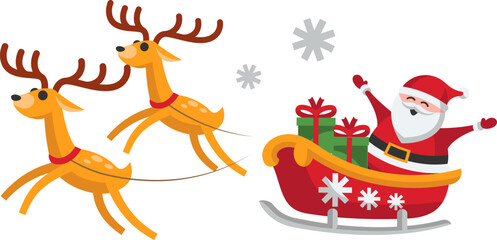 Cute Santa Claus and His Sledge