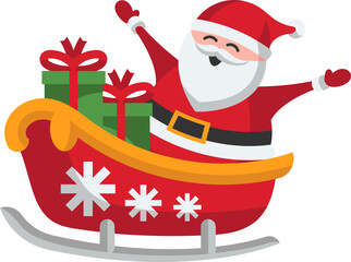 Cute Santa Claus and His Sledge