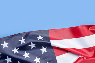 USA flag on blue background. Memorial Day celebration