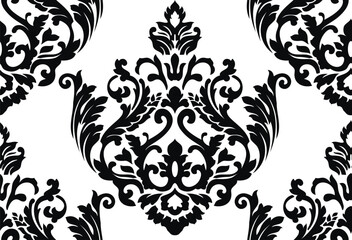 Vector damask seamless pattern background. Classical luxury old fashioned damask ornament, royal victorian seamless texture for wallpapers, textile, wrapping. Exquisite floral baroque template.	
