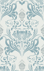 Obraz premium Vector damask seamless pattern background. Classical luxury old fashioned damask ornament, royal victorian seamless texture for wallpapers, textile, wrapping. Exquisite floral baroque template. 