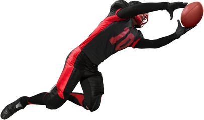 Football Player Jumping and Catching the Ball - Isolated