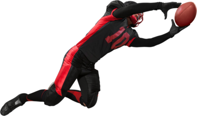 Football Player Jumping and Catching the Ball - Isolated
