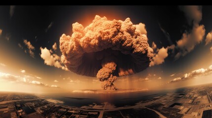 The detonation of a nuclear bomb within the sea near the city. A catastrophic World War 3. Generative AI