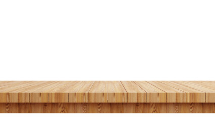 Wooden table top isolated on transparent background 3d rendering png