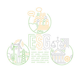 ESG concept. Editable vector illustration. Ad, print, poster