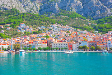 Makarska coastal town in Croatia . Makarska Riviera Croatia Dalmatian coast