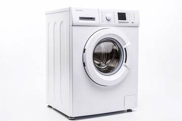 Energy Efficient White Washing Machine Isolated on a White Background, Generative AI