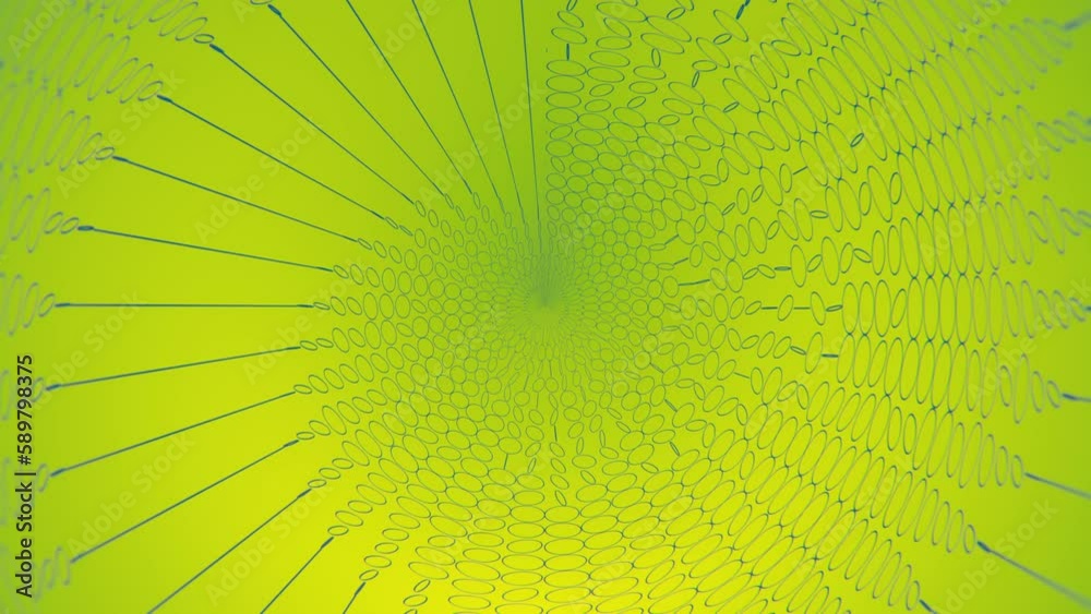 Fototapete Spiral wave of chaotically rotating flat circles. 3d rendering loop animation