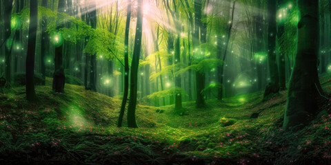 Fototapeta premium Magical dreamy forest - Generative AI